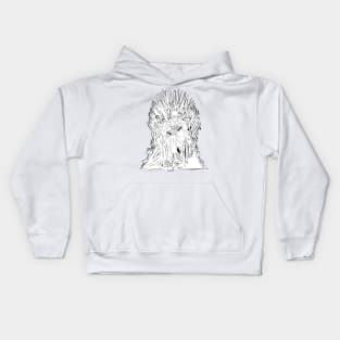 Bernie Sanders meme with mittens on a throne of spades - black and white Kids Hoodie